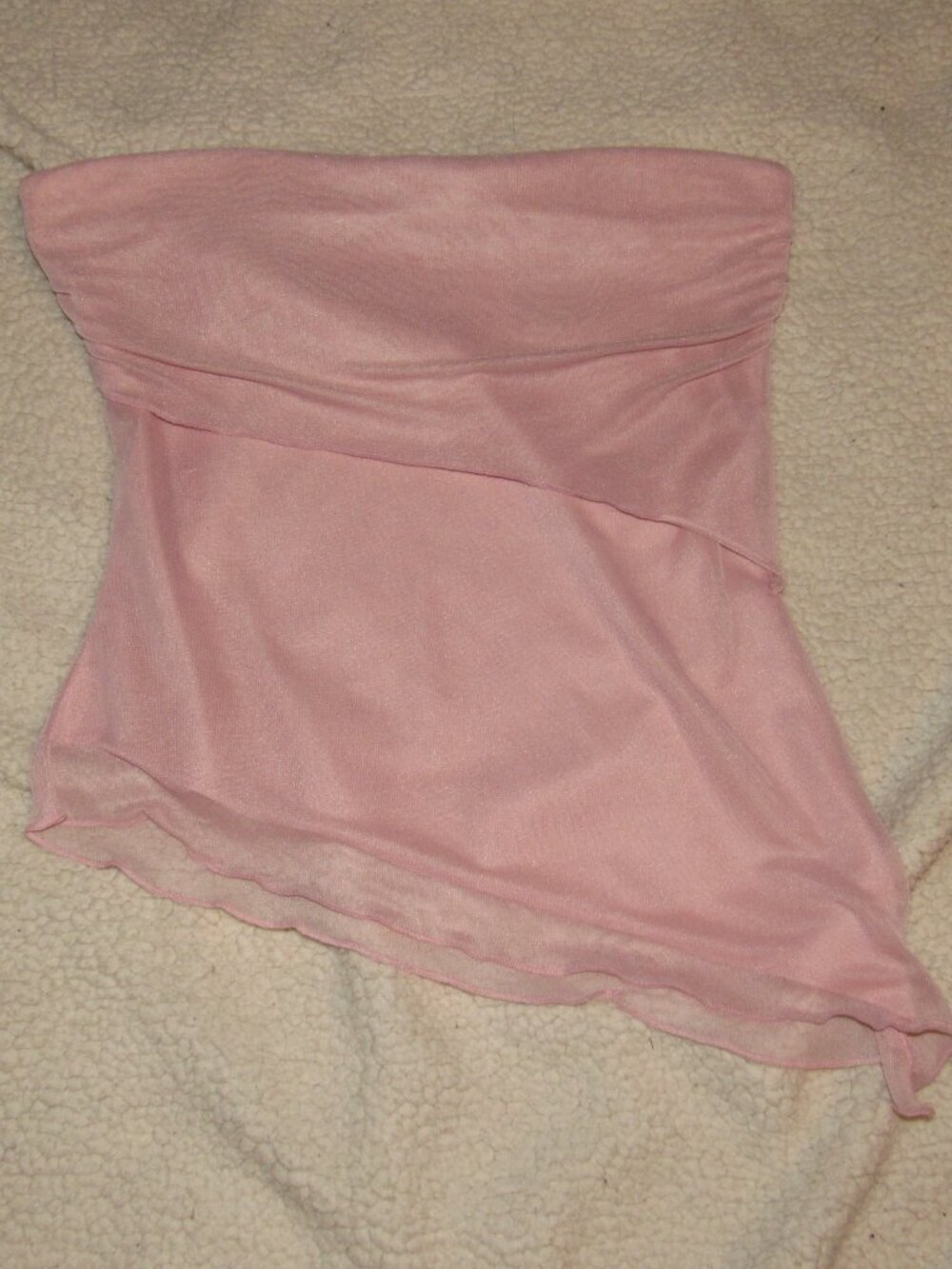 Pink Light, Flowy Topshop Strapless Top Size Small to Medium, Sheer Back